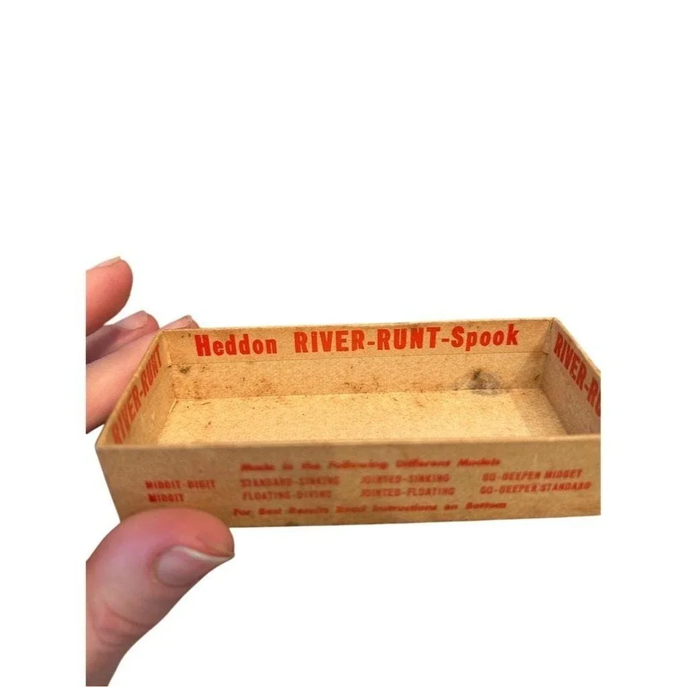 Heddon River-Runt-Spook Fishing Lure Vintage Sinking White Red With Box Catalog